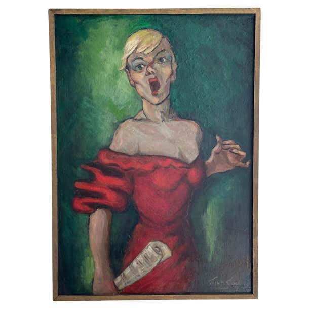 "The Opera Singer" Expressionist Oil Portrait on Panel by Maurice Saint-Lou