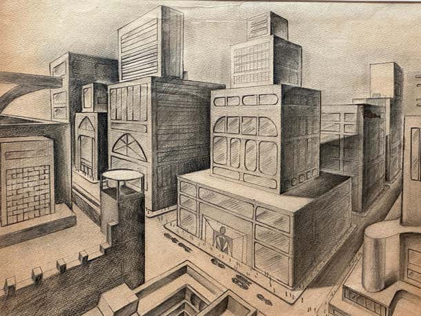 Futuristic Drawing by Anne Johnston