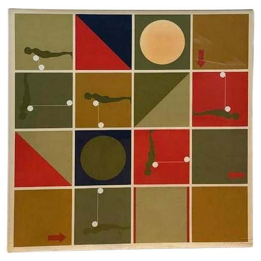 1967 Square Pop Art Lithograph “Falling man”, study 1 by Ernest Trova