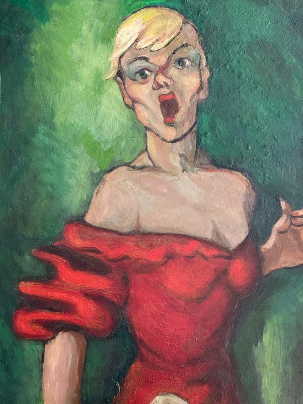 "The Opera Singer" Expressionist Oil Portrait on Panel by Maurice Saint-Lou