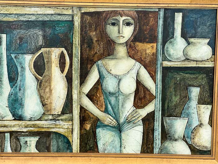 "Woman Among Jars" Oil on Canvas by Lucio Ranucci