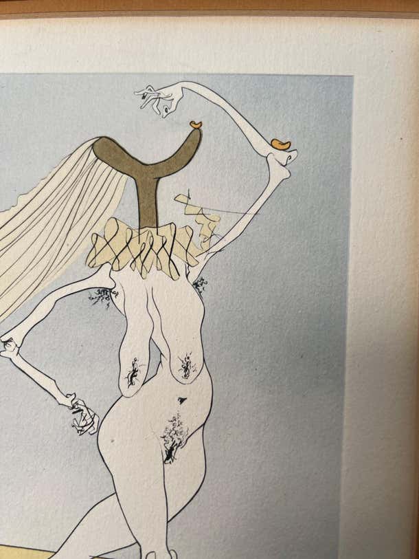 Visions de Quevedo : "Nu aux Voilettes" Hand signed Lithograph by Salvador Dali