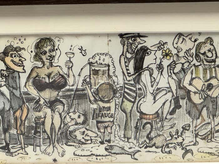 "Party in Venice" Satirical Drawing by Michael Dormer