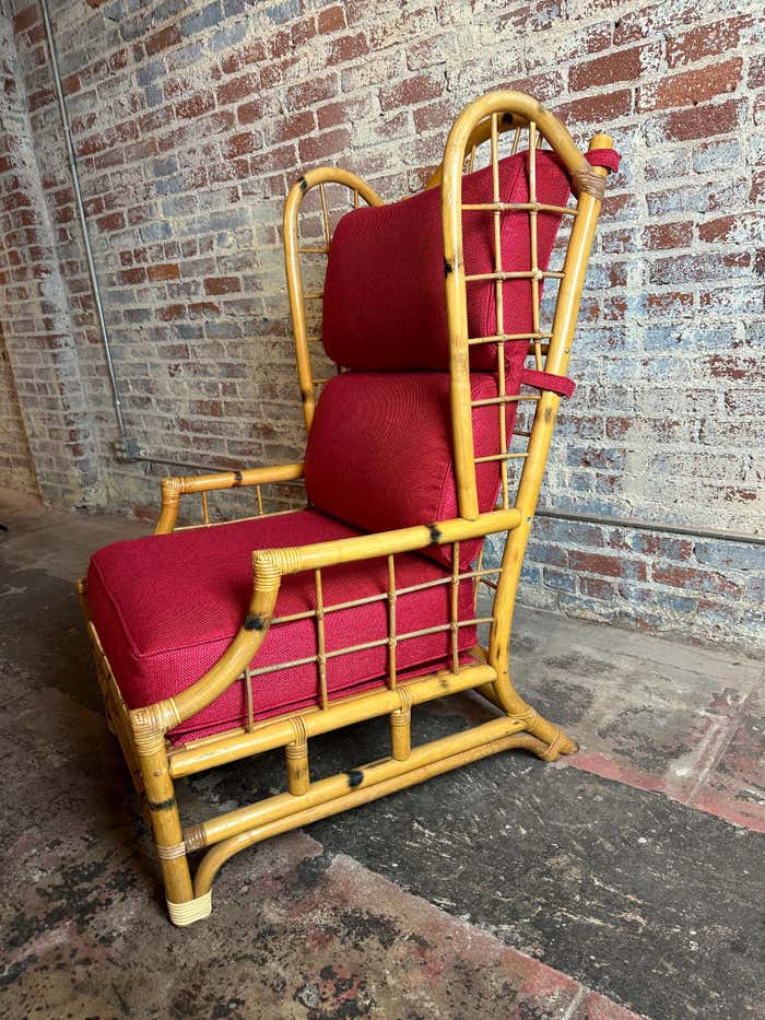 Bamboo Lounge Chair with Ottoman and Wingbacks