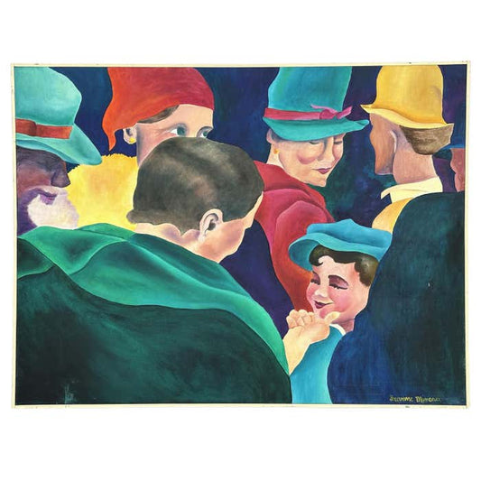 "Cheeky Boy in the Crowd" Colorful Acrylic on Canvas by Deanne Mineau