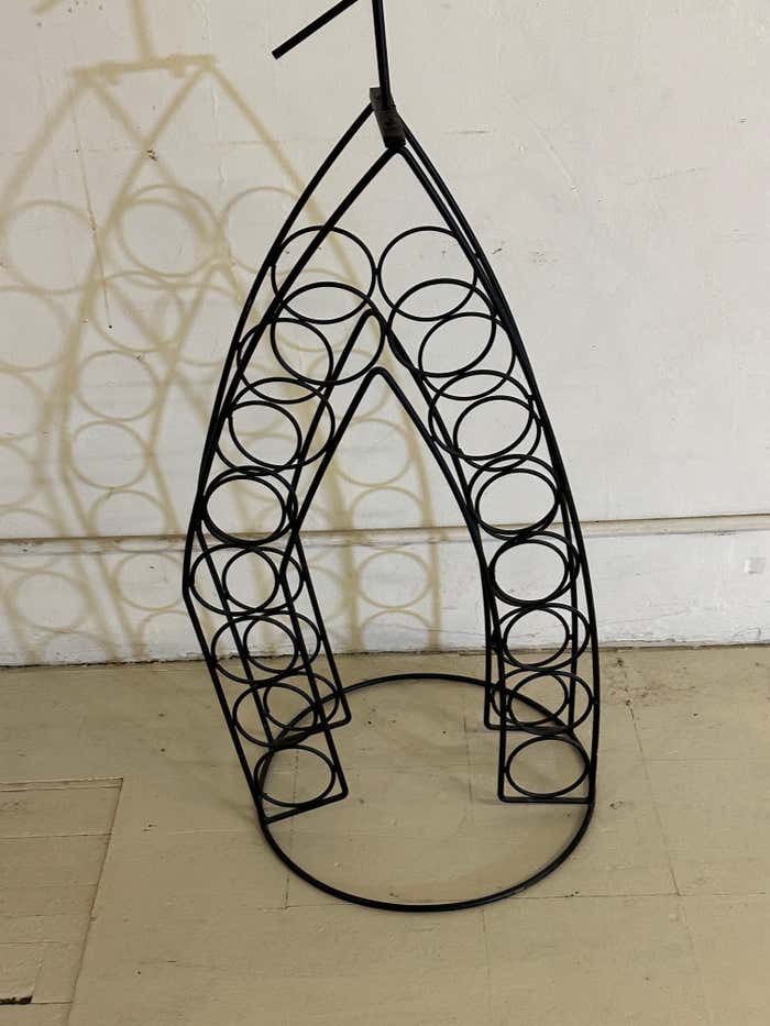 French Waiter Figure Wire Wine Rack in the style of John Risley