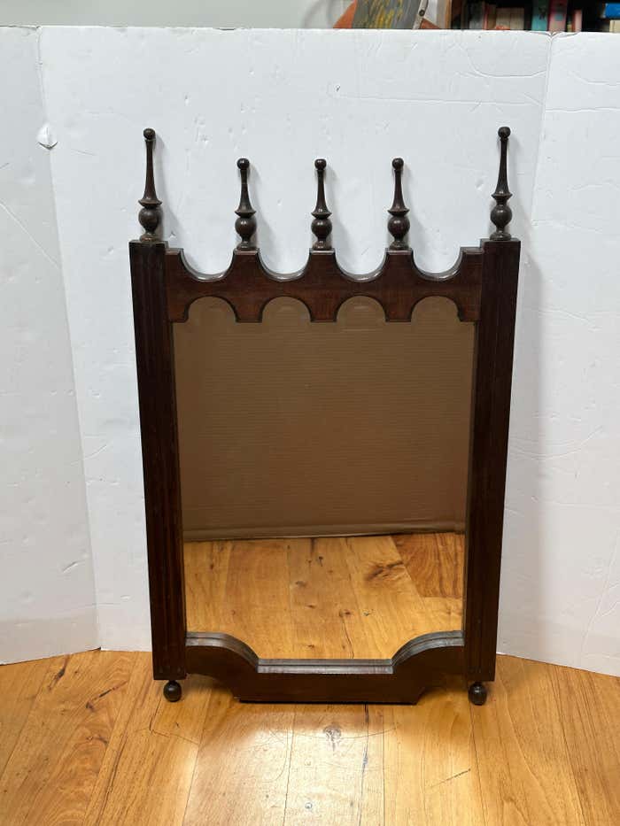 Gothic Revival Dark Walnut Frame Mirror