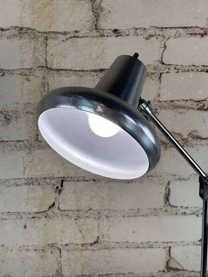 Mid-Century Herda Black Enameled Metal and Chrome Draft Lamp