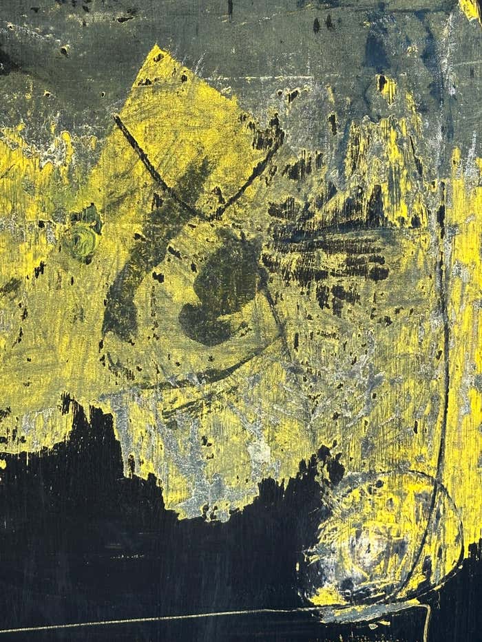 "Erased Painting" Yellow and Black Acrylic Abstract by Christopher Divicente