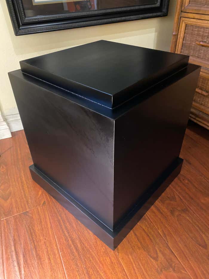 Mid-Century Modern Black Low Square Lacquer Pedestal