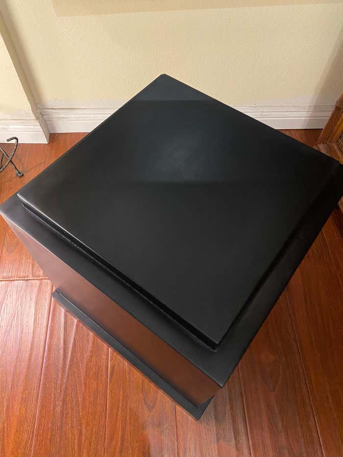 Mid-Century Modern Black Low Square Lacquer Pedestal