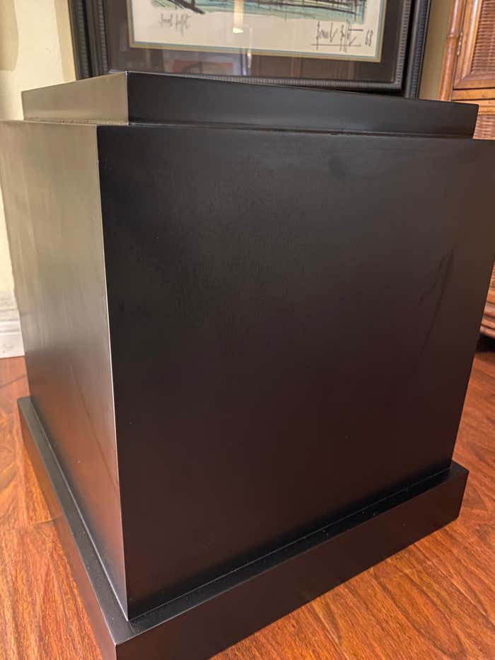 Mid-Century Modern Black Low Square Lacquer Pedestal