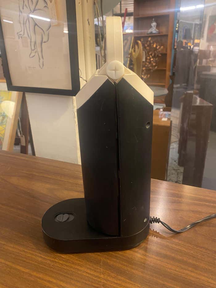 Midcentury Foldable Portable Black and Cream Desk Lamp