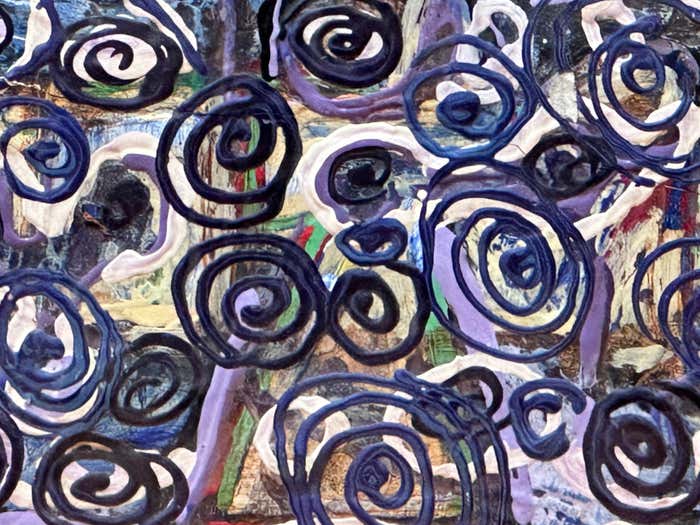 "Purple Spirals" Abstract Geometric Gouache by Wesley Johnson