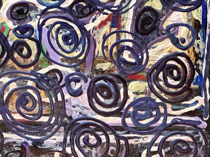 "Purple Spirals" Abstract Geometric Gouache by Wesley Johnson