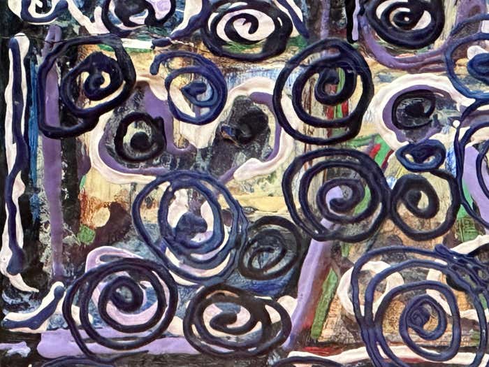 "Purple Spirals" Abstract Geometric Gouache by Wesley Johnson