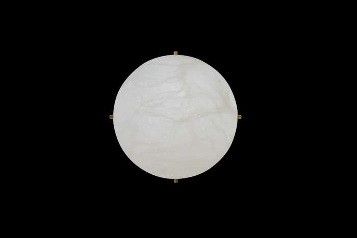 Modern Alabaster and Brass Moon Light Sconce by Denis de La Mesiere