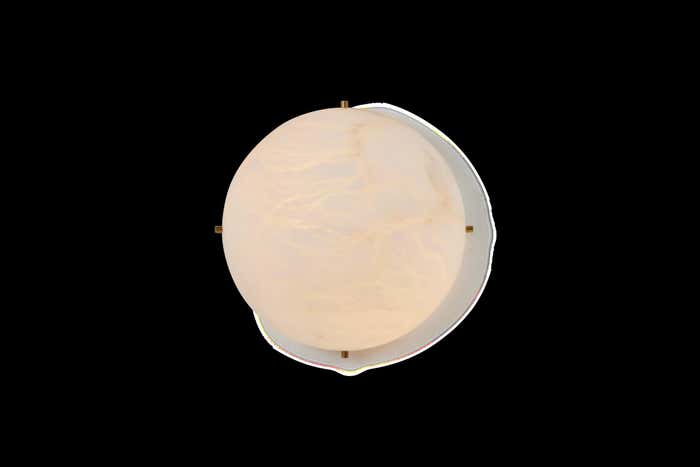 Modern Alabaster and Brass Moon Light Sconce by Denis de La Mesiere