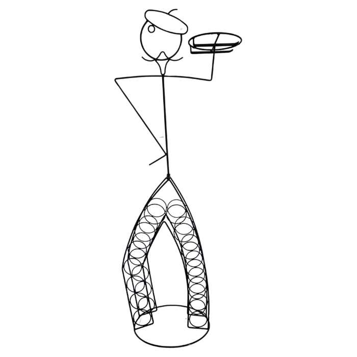 French Waiter Figure Wire Wine Rack in the style of John Risley