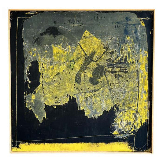 "Erased Painting" Yellow and Black Acrylic Abstract by Christopher Divicente