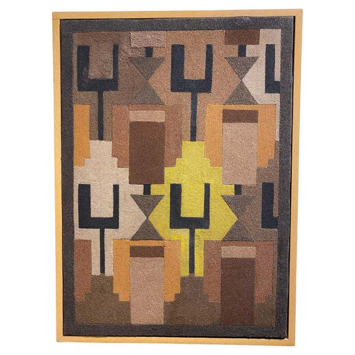 Earth Tone Geometric Abstract Projected Sand on Wood Panel by Angel Velasquez