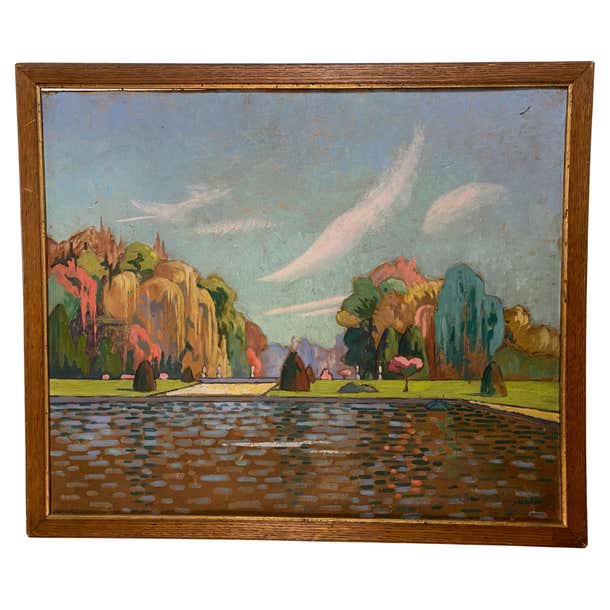 "French Landscape" Impressionist Oil Painting by Jean D'Esparbes