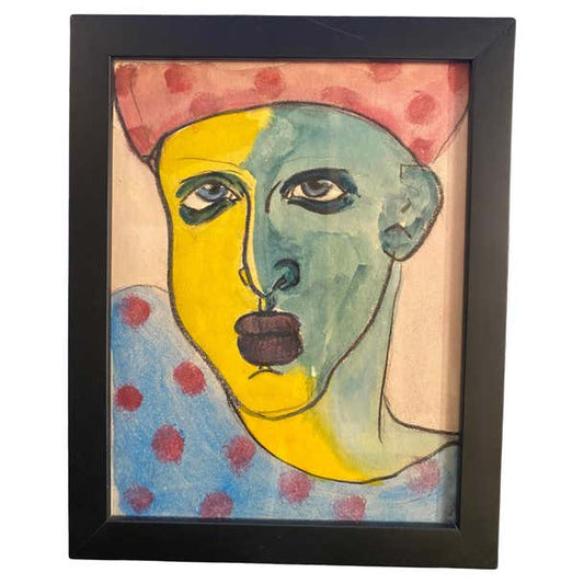 Two-Faces Colorful Pastel Portrait by Gillian Lefkowitz