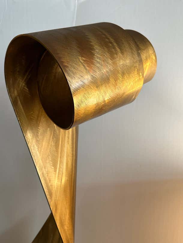 "Golden Wave" Minimalist Vertical Fluid Sculpture by Lila Katzen