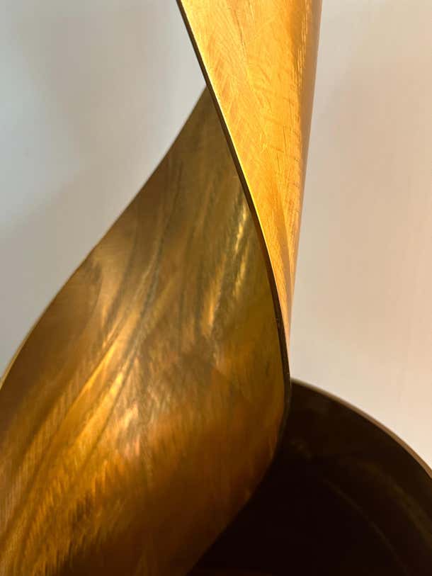 "Golden Wave" Minimalist Vertical Fluid Sculpture by Lila Katzen