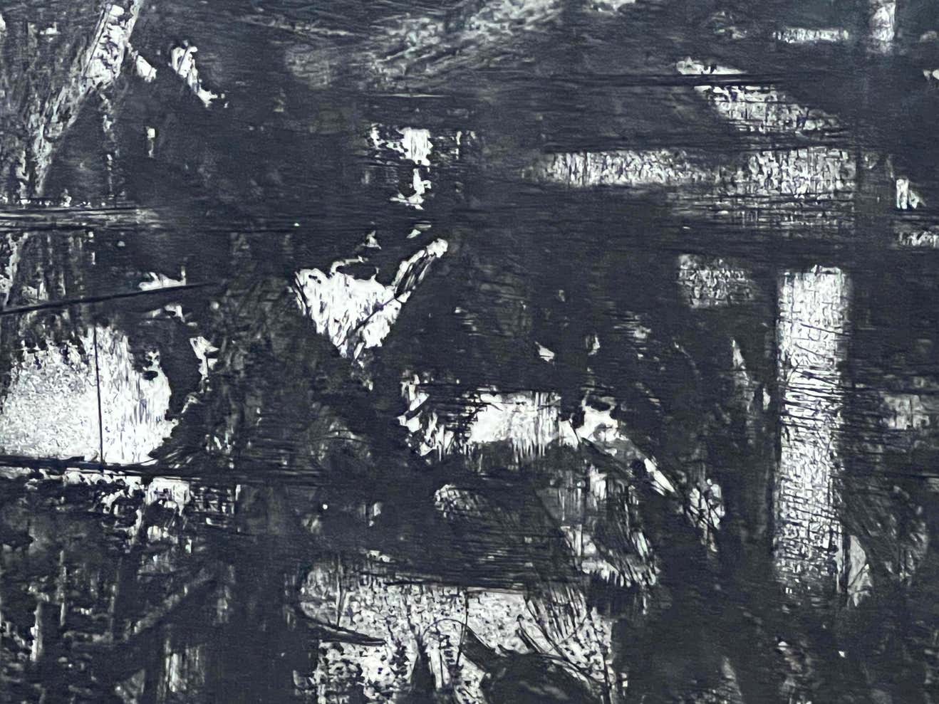 "Phase 2 Variation IV" Black and White Abstract Fantasy Etching by Paul A. L.